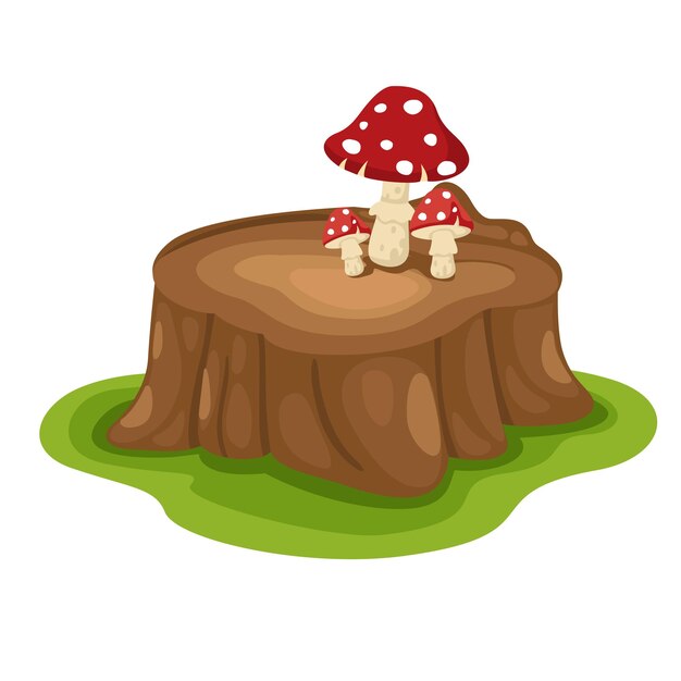 Vector tree stump on white background illustration