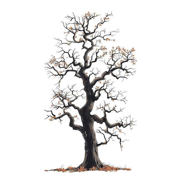 Vector tree trunk without leaves isolated on a white background