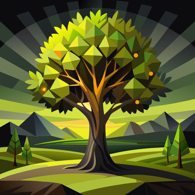 Vector tree vector illustration flat 2