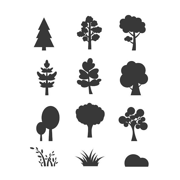 tree vector set collection vector illustration