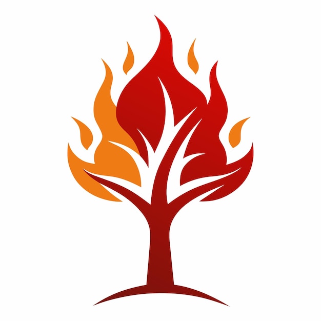 tree with fire logo design concept vector art and illustration