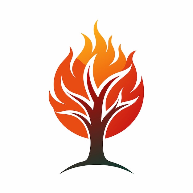 tree with fire logo design concept vector art and illustration