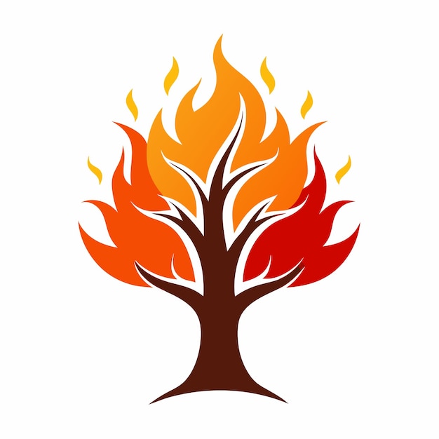 Vector tree with fire logo design concept vector art and illustration