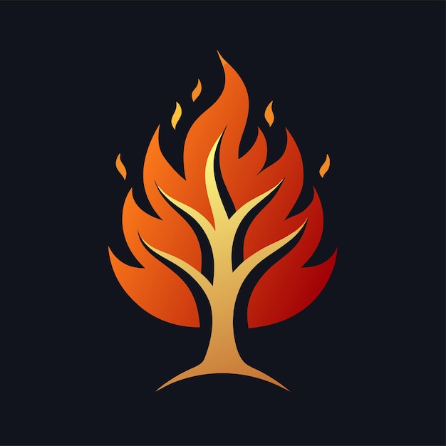 tree with fire logo design concept vector art and illustration