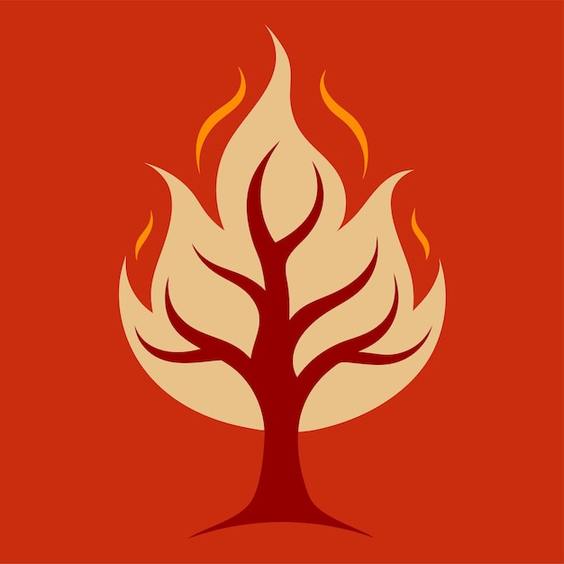 tree with fire logo design concept vector art and illustration