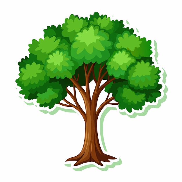 Vector a tree with green leaves sticker on a isolated white background 24