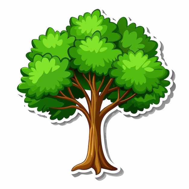 Vector a tree with green leaves sticker on a isolated white background 9