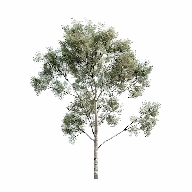 Vector a tree with green leaves and a white background