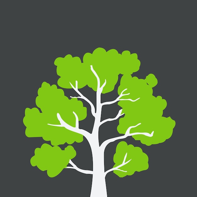 A tree with green leaves and a white outline of the tree.