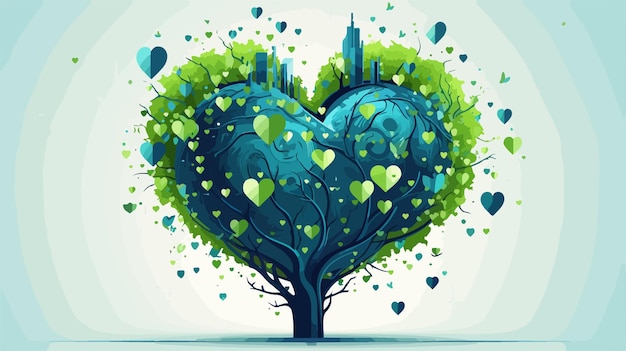 a tree with hearts and a tree with a heart that says love