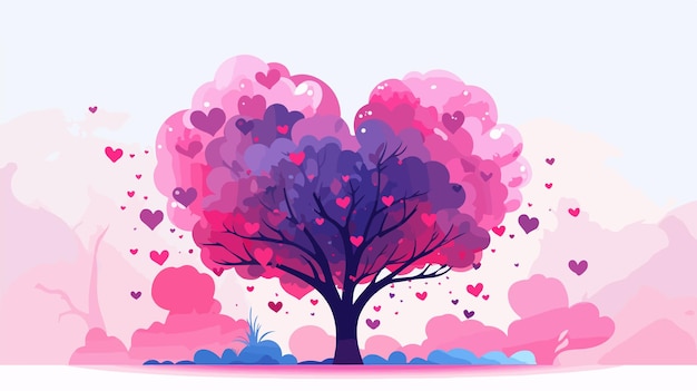 a tree with hearts and a tree with the words love in it