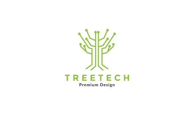 Tree with lines tech connect logo vector symbol icon illustration design