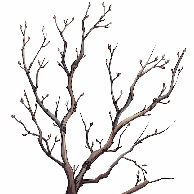 Vector a tree with no leaves and branches with a white background