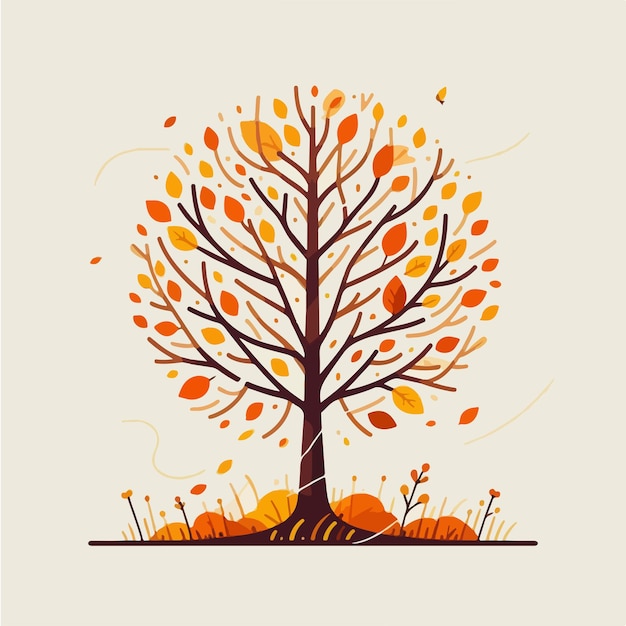 trees in autumn with a simple flat design style