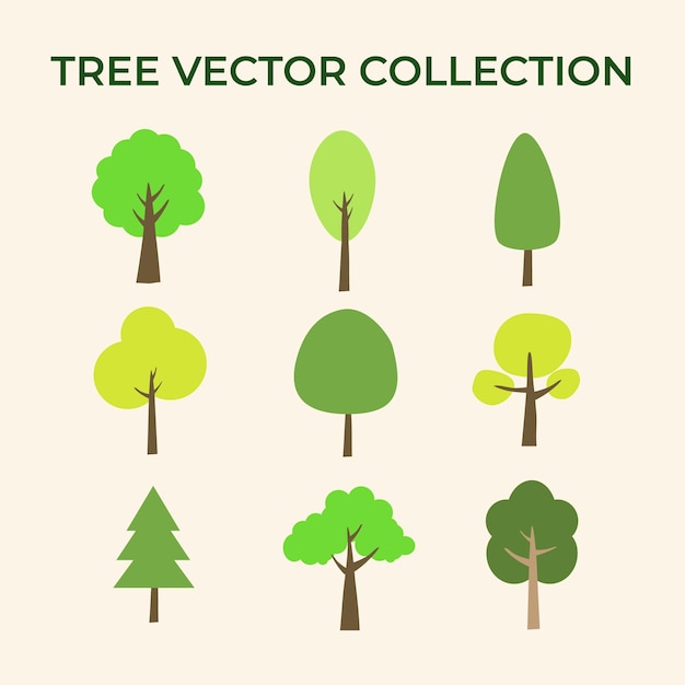 Trees digital drawing vector collection pack