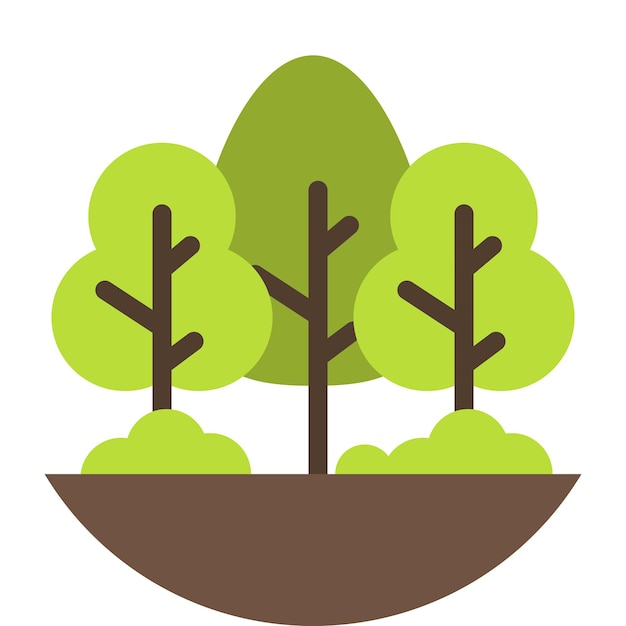 Trees and ground illustration in minimal style