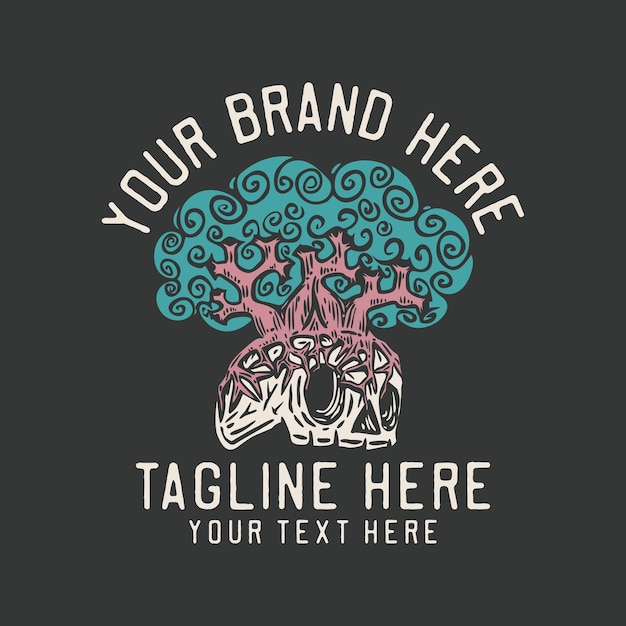 Trees growing on the skull vintage t shirt design template