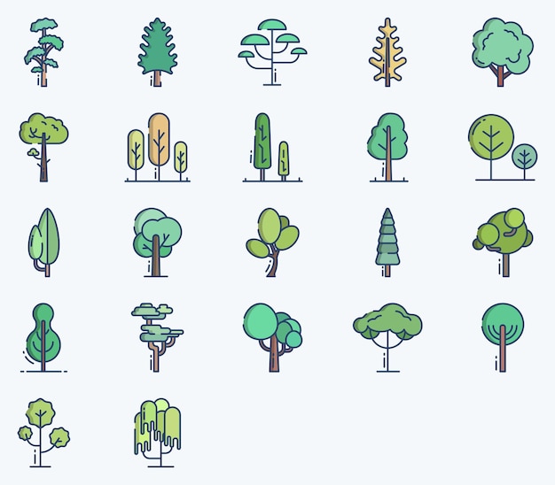 Trees vector set