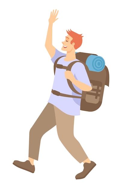 Trekking adventure semi flat RGB color vector illustration