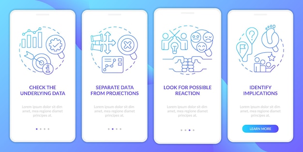 Trend evaluation blue gradient onboarding mobile app screen