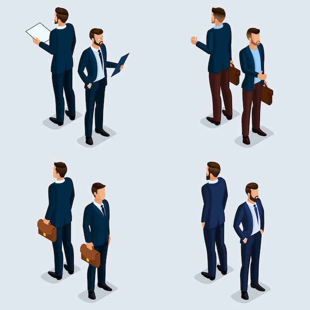 Vector trend isometric people set 