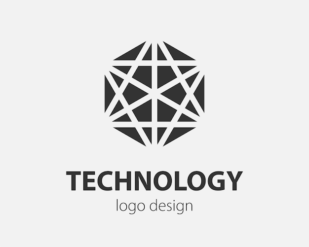 Trend logo vector hexagon tech design. Technology logotype for smart system, network application, crypto icon.