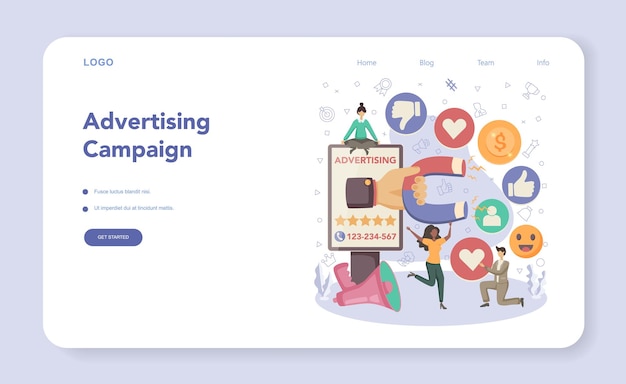 Trend watcher web banner or landing page. Specialist in tracking the emergence of new business trends. Market trend analysis and project promotion. Flat vector illustration