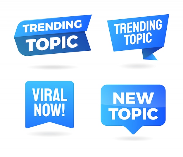 the trending topic banner and sign isolated set