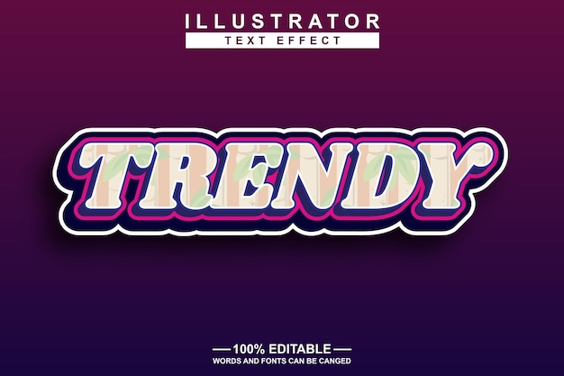 trendy 3d teks effect editable