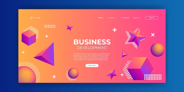 Trendy abstract geometric background for your landing page design. Minimal background for for website designs. Creative horizontal website. Corporate landing page block vector illustration template.