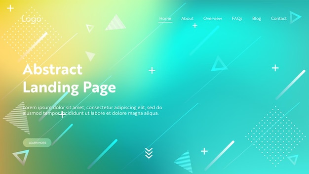 Trendy abstract gradient geometric landing page website design background