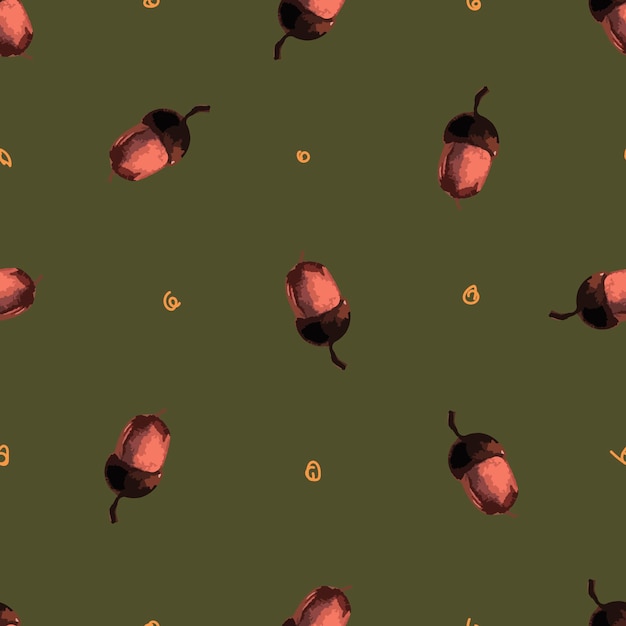 Trendy abstract seamless pattern with acorns seamless for textile design