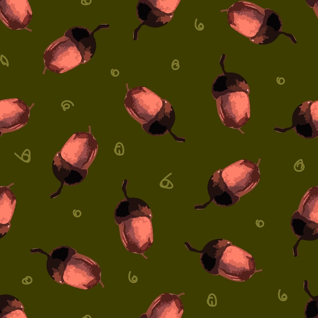 Trendy abstract seamless pattern with acorns seamless for textile design