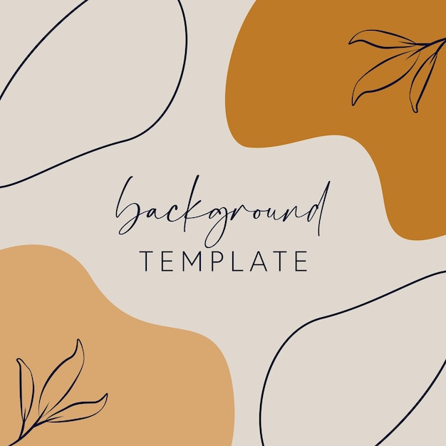 Trendy abstract square templates with leaves flowers and geometric shapes Good for social media po