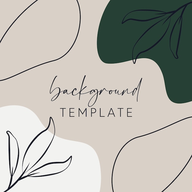 Trendy abstract square templates with leaves flowers and geometric shapes Good for social media