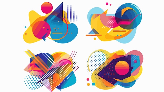 Vector trendy abstract vibrant colorful icons set