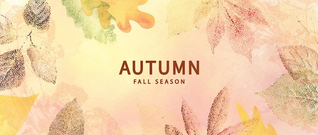 Vector trendy autumn banner with fall leaves modern autumn poster with grainy transparent leaves and