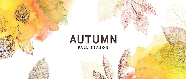 Vector trendy autumn banner with fall leaves modern autumn poster with grainy transparent leaves and