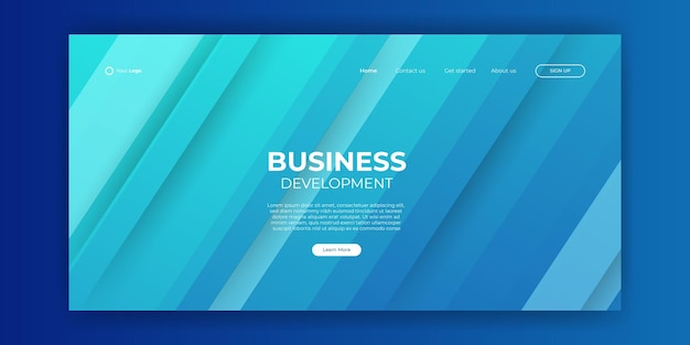 Trendy blue abstract technology design template for web. Dynamic gradient composition. For landing pages, covers, brochures, flyers, presentations, banners. Corporate web page vector illustration.