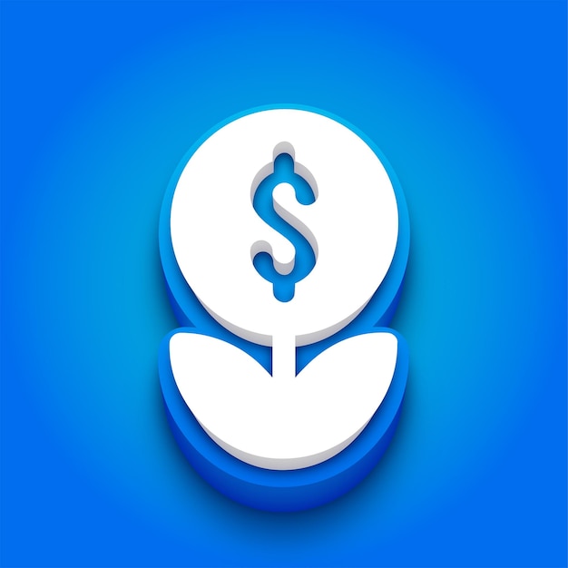 Trendy Blue and White 3D Investment Icon with Vibrant Blue Background