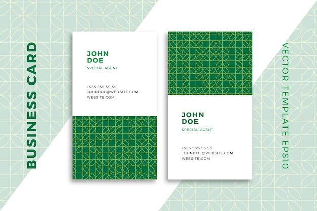 Trendy business card vertical templates with geometric pattern. Elegant corporate stationery mockup