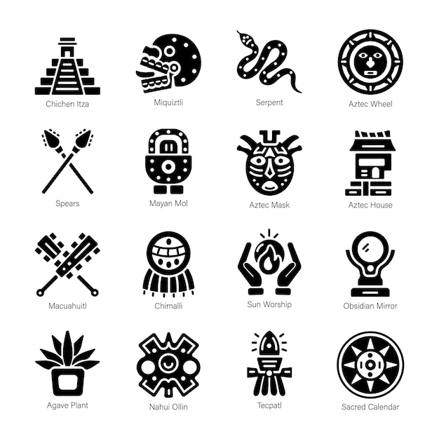 Trendy Collection of Aztec Solid Icons