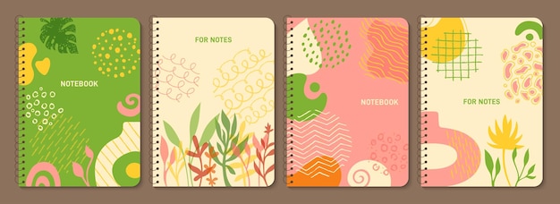 Trendy cover abstract organic shape botanical floral design element notebook planner brochure page