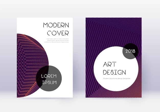 Trendy cover design template set Violet abstract