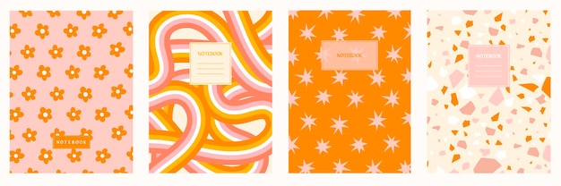 Trendy covers set. Cool abstract design. For notebooks, planners, brochures, books, catalogs etc.