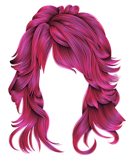 Trendy curly Red hair. realistic 3d. spherical hairstyle. fashion.