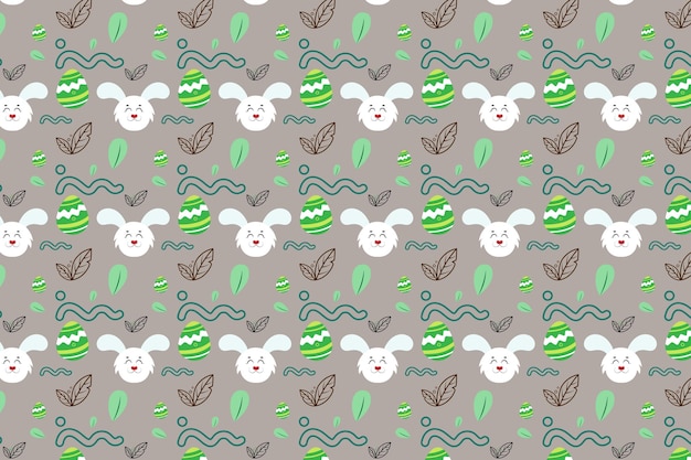 Trendy Cute bunny easter Element seamless pattern with decorative background Easter holiday .