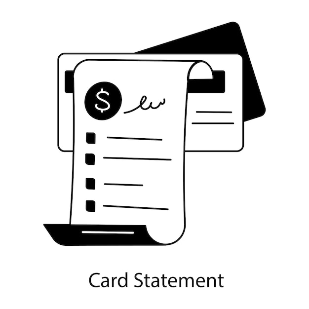 A trendy doodle icon of card statement