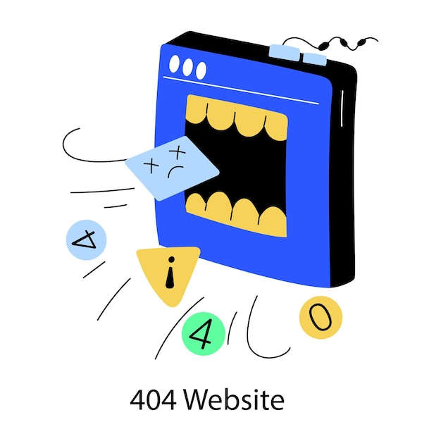 Trendy doodle mini illustration of 404 website