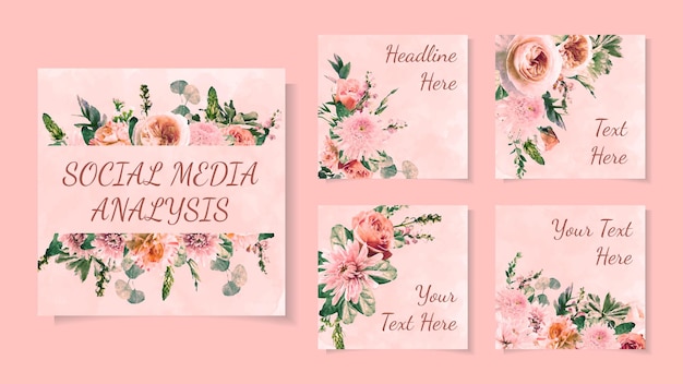 Trendy editable flowers floral template for social networks stories